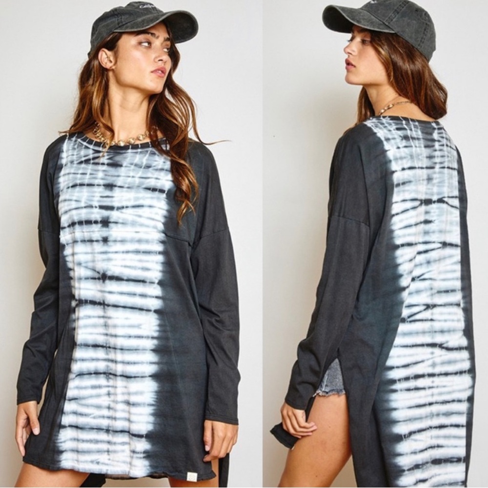 Boho long tunic top with side slits